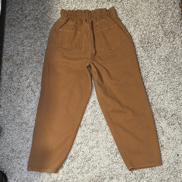 Aaron & Amber Pleated Elastic Waist Brown Pants Size Medium - Picture 5 of 7